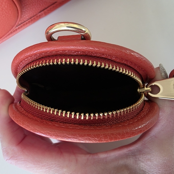 Coach Pennie Crossbody Bag With Coin Purse Mango Red Pebbled Leather-NWOT - Picture 11 of 14